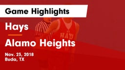 Hays  vs Alamo Heights  Game Highlights - Nov. 23, 2018