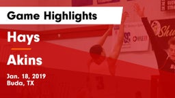 Hays  vs Akins  Game Highlights - Jan. 18, 2019