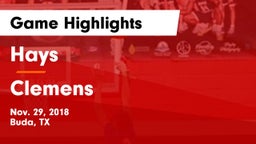 Hays  vs Clemens  Game Highlights - Nov. 29, 2018
