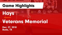 Hays  vs Veterans Memorial Game Highlights - Dec. 27, 2018