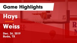 Hays  vs Weiss  Game Highlights - Dec. 26, 2019