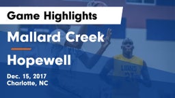 Mallard Creek  vs Hopewell  Game Highlights - Dec. 15, 2017