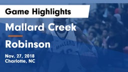 Mallard Creek  vs Robinson  Game Highlights - Nov. 27, 2018