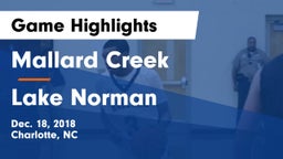 Mallard Creek  vs Lake Norman  Game Highlights - Dec. 18, 2018