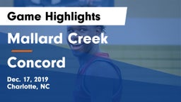 Mallard Creek  vs Concord  Game Highlights - Dec. 17, 2019