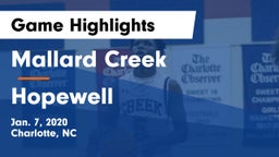 Mallard Creek  vs Hopewell  Game Highlights - Jan. 7, 2020