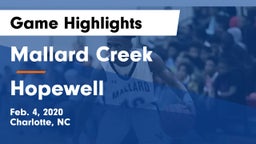 Mallard Creek  vs Hopewell  Game Highlights - Feb. 4, 2020