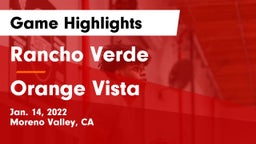 Rancho Verde  vs Orange Vista  Game Highlights - Jan. 14, 2022