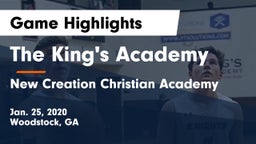 The King's Academy vs New Creation Christian Academy Game Highlights - Jan. 25, 2020