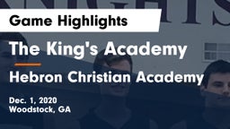 The King's Academy vs Hebron Christian Academy  Game Highlights - Dec. 1, 2020