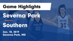 Severna Park  vs Southern  Game Highlights - Jan. 18, 2019