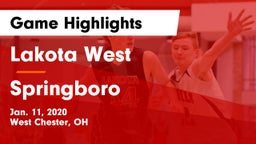 Lakota West  vs Springboro  Game Highlights - Jan. 11, 2020