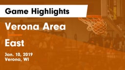 Verona Area  vs East  Game Highlights - Jan. 10, 2019