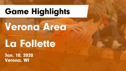 Verona Area  vs La Follette  Game Highlights - Jan. 10, 2020