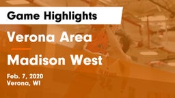 Verona Area  vs Madison West  Game Highlights - Feb. 7, 2020