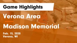 Verona Area  vs Madison Memorial  Game Highlights - Feb. 15, 2020