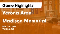 Verona Area  vs Madison Memorial  Game Highlights - Dec. 21, 2023