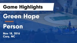 Green Hope  vs Person  Game Highlights - Nov 18, 2016