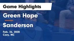 Green Hope  vs Sanderson  Game Highlights - Feb. 26, 2020