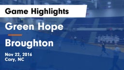 Green Hope  vs Broughton  Game Highlights - Nov 22, 2016