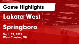 Lakota West  vs Springboro  Game Highlights - Sept. 24, 2022