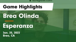 Brea Olinda  vs Esperanza  Game Highlights - Jan. 25, 2022