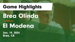 Brea Olinda  vs El Modena  Game Highlights - Jan. 19, 2024