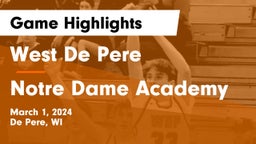 West De Pere  vs Notre Dame Academy Game Highlights - March 1, 2024