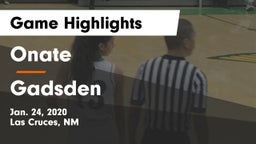 Onate  vs Gadsden  Game Highlights - Jan. 24, 2020