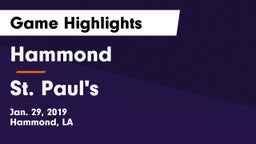 Hammond  vs St. Paul's Game Highlights - Jan. 29, 2019