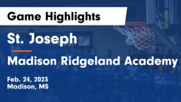 St. Joseph vs Madison Ridgeland Academy Game Highlights - Feb. 24, 2023