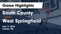 South County  vs West Springfield  Game Highlights - Jan. 9, 2018
