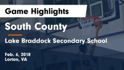 South County  vs Lake Braddock Secondary School Game Highlights - Feb. 6, 2018