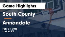 South County  vs Annandale  Game Highlights - Feb. 21, 2018