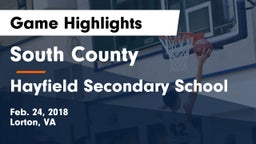 South County  vs Hayfield Secondary School Game Highlights - Feb. 24, 2018