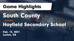 South County  vs Hayfield Secondary School Game Highlights - Feb. 13, 2021