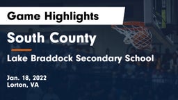 South County  vs Lake Braddock Secondary School Game Highlights - Jan. 18, 2022