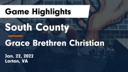 South County  vs Grace Brethren Christian  Game Highlights - Jan. 22, 2022