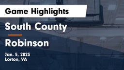 South County  vs Robinson  Game Highlights - Jan. 5, 2023