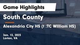 South County  vs Alexandria City HS (f :TC WIlliam HS) Game Highlights - Jan. 13, 2023