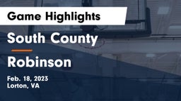 South County  vs Robinson  Game Highlights - Feb. 18, 2023