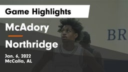 McAdory  vs Northridge  Game Highlights - Jan. 6, 2022