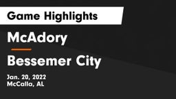 McAdory  vs Bessemer City  Game Highlights - Jan. 20, 2022