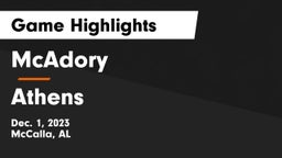 McAdory  vs Athens  Game Highlights - Dec. 1, 2023