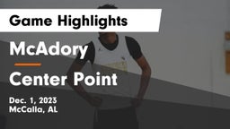 McAdory  vs Center Point  Game Highlights - Dec. 1, 2023