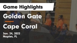 Golden Gate  vs Cape Coral  Game Highlights - Jan. 24, 2022