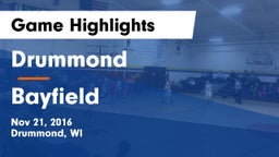 Drummond  vs Bayfield Game Highlights - Nov 21, 2016