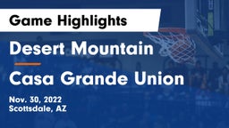 Desert Mountain  vs Casa Grande Union  Game Highlights - Nov. 30, 2022