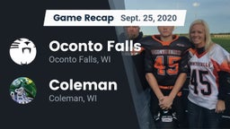 Recap: Oconto Falls  vs. Coleman  2020