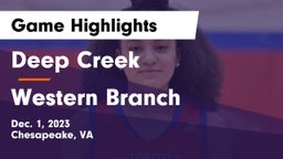 Deep Creek  vs Western Branch  Game Highlights - Dec. 1, 2023